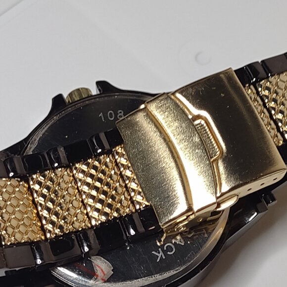 8 Inch Black And Gold Tone Large Analog Watch - Picture 10 of 14